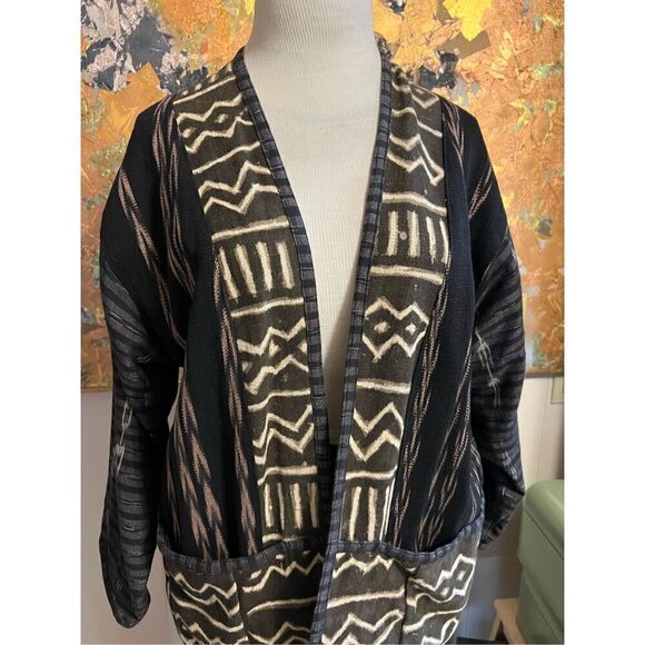 Vintage Veranda Wear Boho Hand Woven Art to wear 100 % Cotton Guatemalan Jacket - Picture 3 of 8